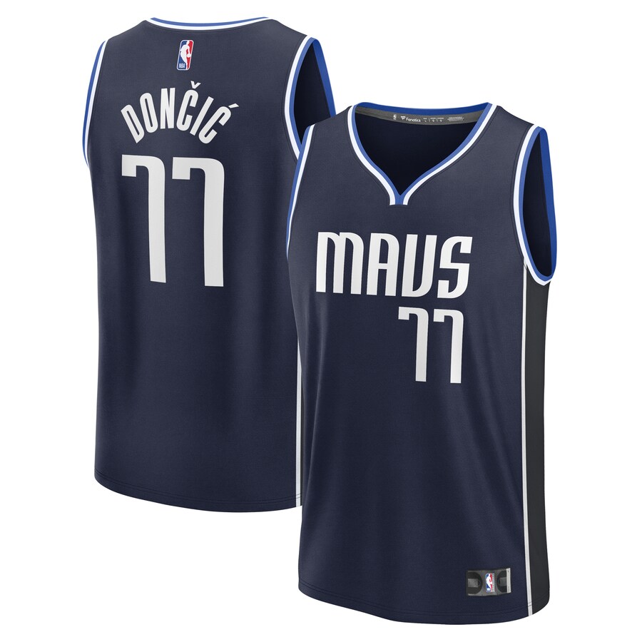 Men's Dallas Mavericks Luka Dončić Fanatics Navy Fast Break Player Jersey - Statement Edition