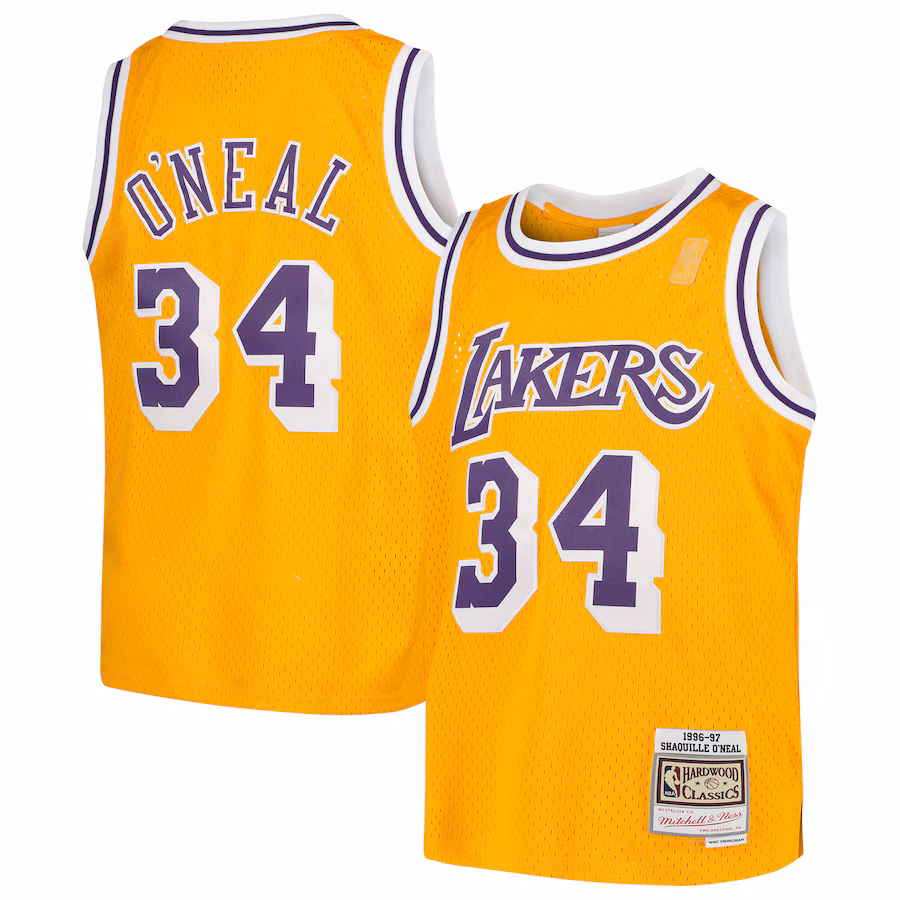 Youth Los Angeles Lakers Shaquille O'Neal Mitchell & Ness Gold Swingman Throwback Jersey