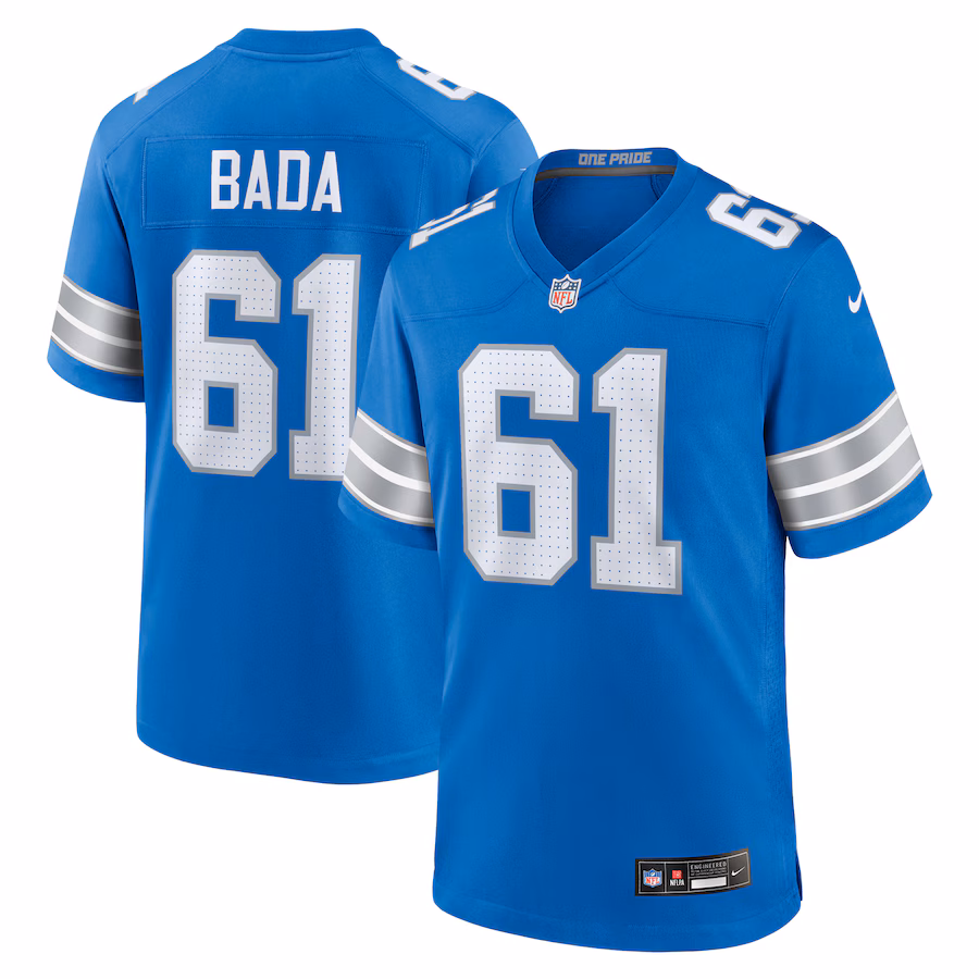 Men's Detroit Lions David Bada Nike Blue Team Game Jersey