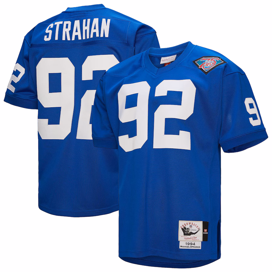 Men's New York Giants 1994 Michael Strahan Mitchell & Ness Royal Authentic Throwback Retired Player Jersey