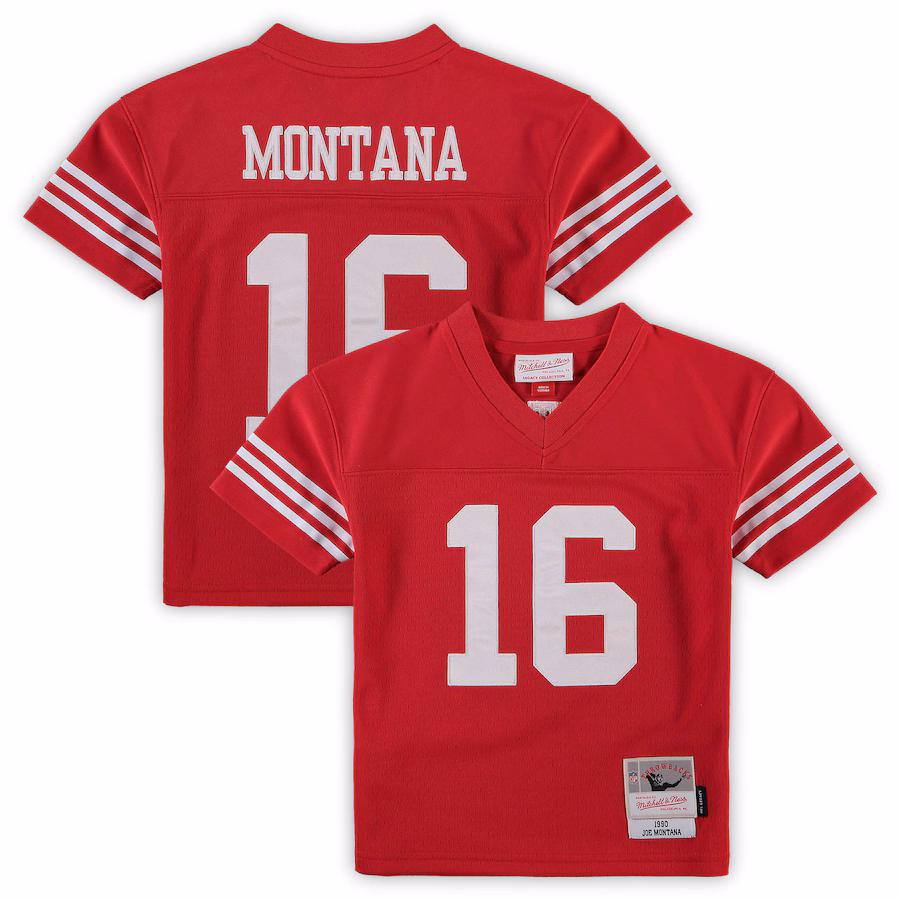 Preschool San Francisco 49ers Joe Montana Mitchell & Ness Scarlet 1990 Retired Player Legacy Jersey