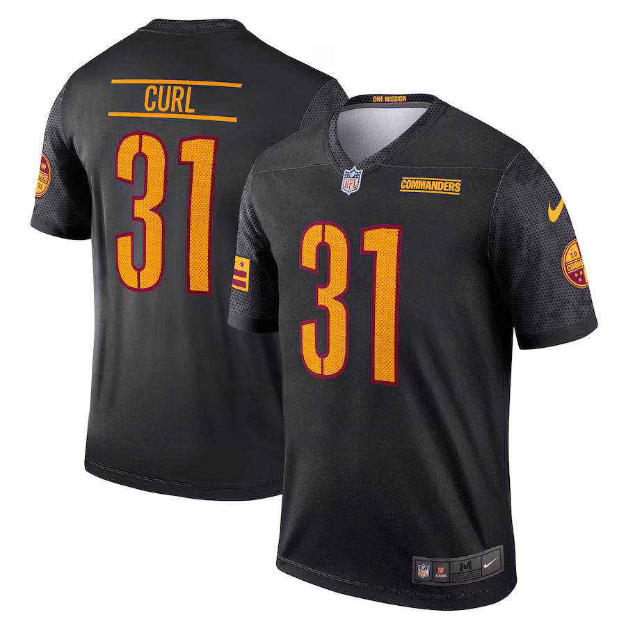 Men's Washington Commanders Kamren Curl Nike Black Alternate Legend Player Performance Top