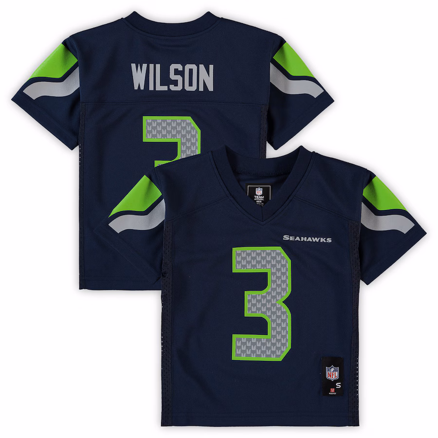 Preschool Seattle Seahawks Russell Wilson College Navy Replica Player Jersey