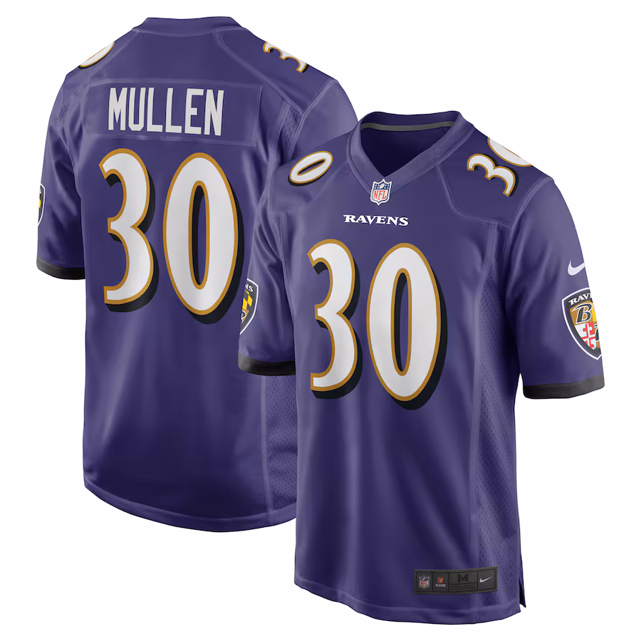 Men's Baltimore Ravens Trayvon Mullen Nike Purple Team Game Jersey