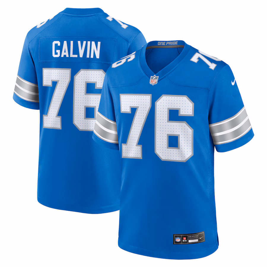 Men's Detroit Lions Connor Galvin Nike Blue Team Game Jersey