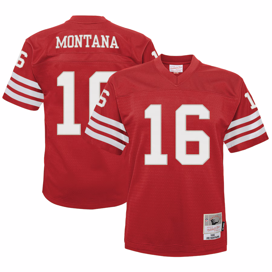 Toddler San Francisco 49ers Joe Montana Mitchell & Ness Scarlet 1990 Retired Legacy Jersey
