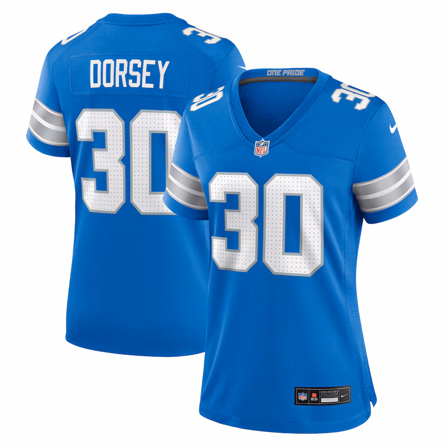 Women's Detroit Lions Khalil Dorsey Nike Blue Team Game Jersey