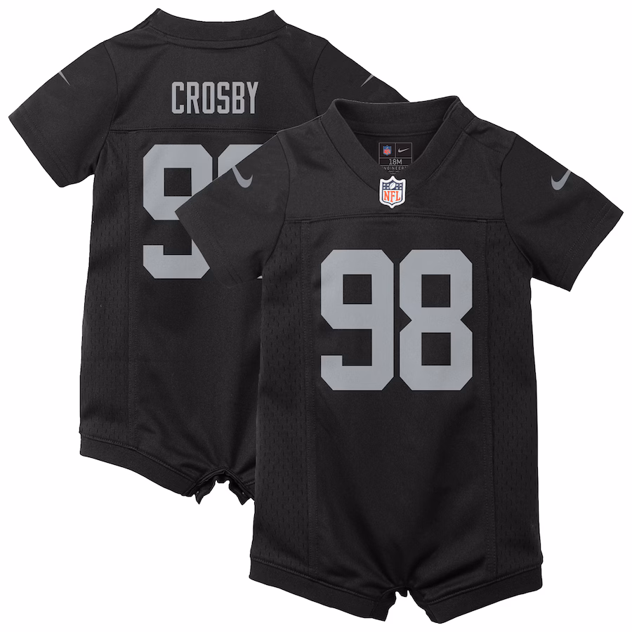 Newborn & Infant Las Vegas Raiders Maxx Crosby Nike Black Game Romper Jersey