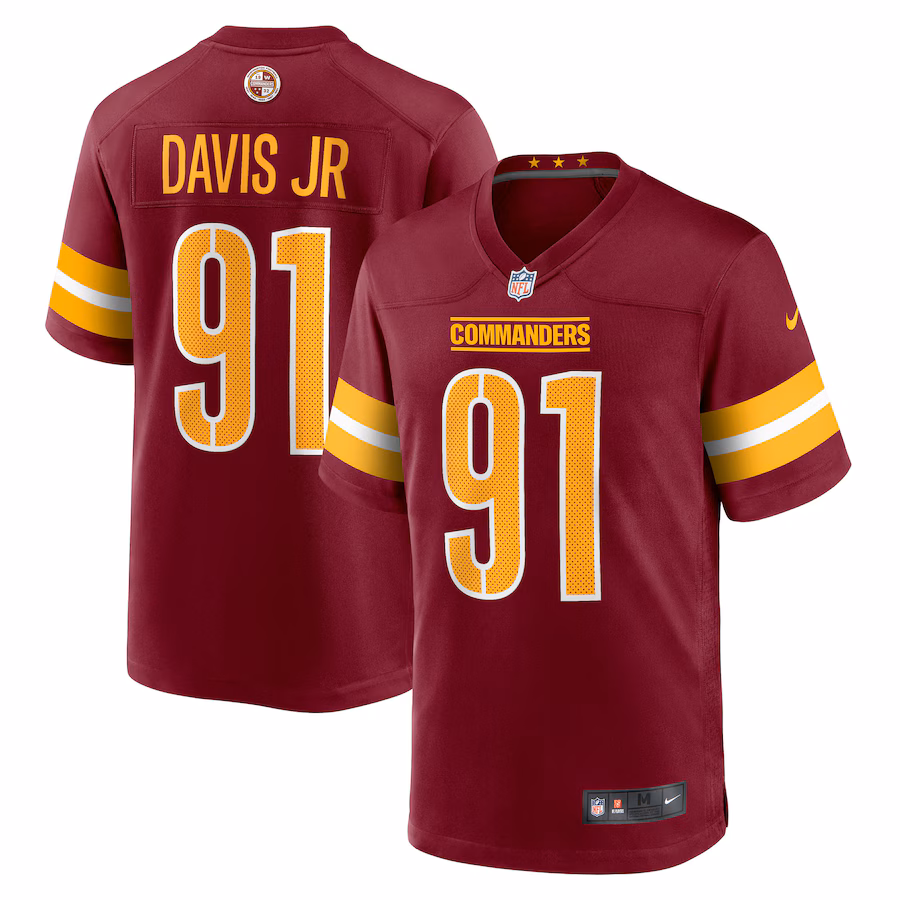 Men's Washington Commanders Carl Davis Jr. Nike Burgundy Team Game Jersey