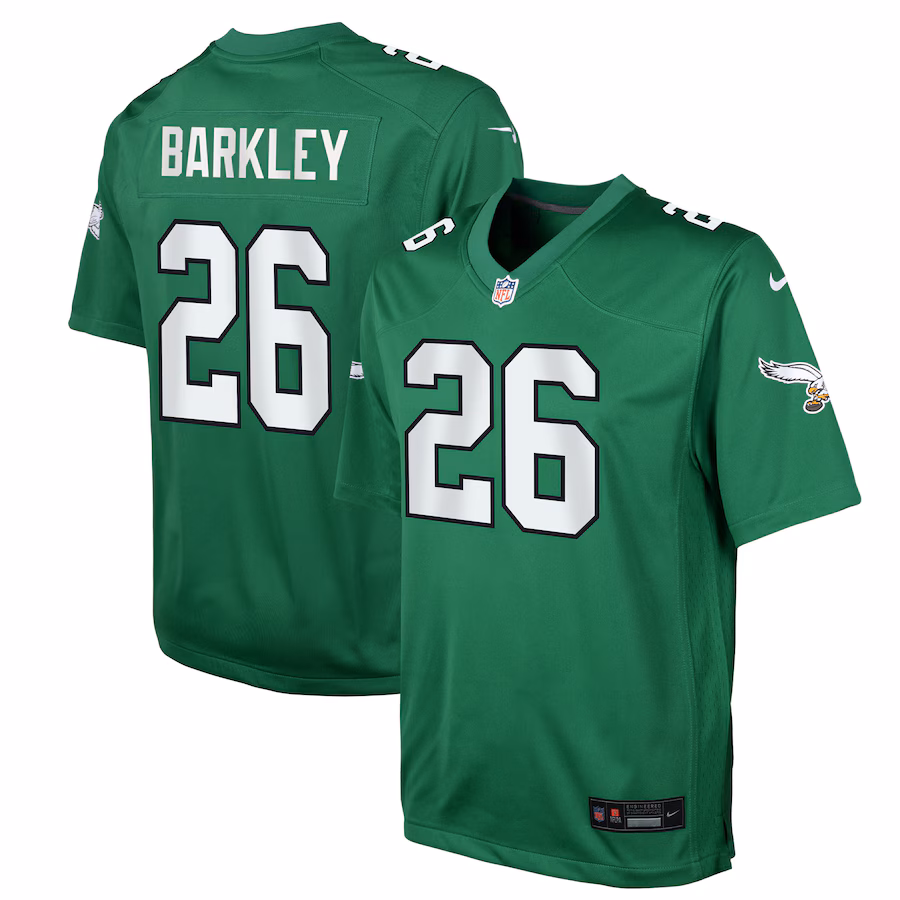 Youth Philadelphia Eagles Saquon Barkley Nike Kelly Green Alternate Game Player Jersey