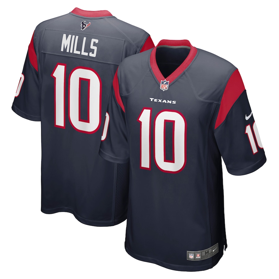 Men's Houston Texans Davis Mills Nike Navy Player Game Jersey
