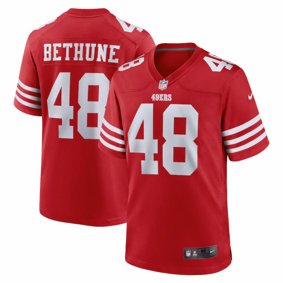 Men's San Francisco 49ers Tatum Bethune Nike Scarlet Game Jersey