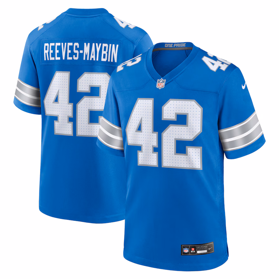 Men's Detroit Lions Jalen Reeves-Maybin Nike Blue Team Game Jersey