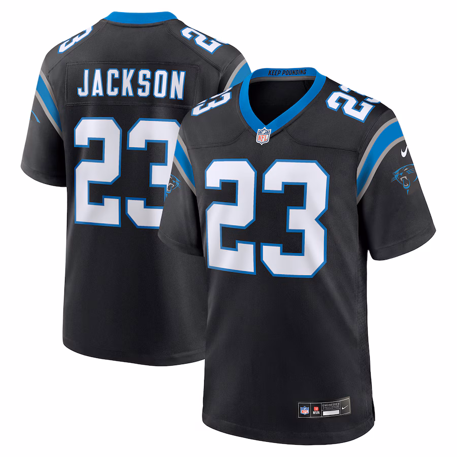 Men's Carolina Panthers Dane Jackson Nike Black Game Jersey