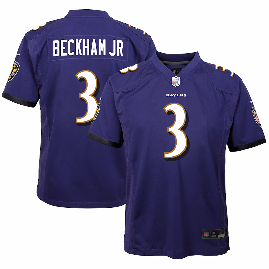 Youth Baltimore Ravens Odell Beckham Jr. Nike Purple Game Jersey