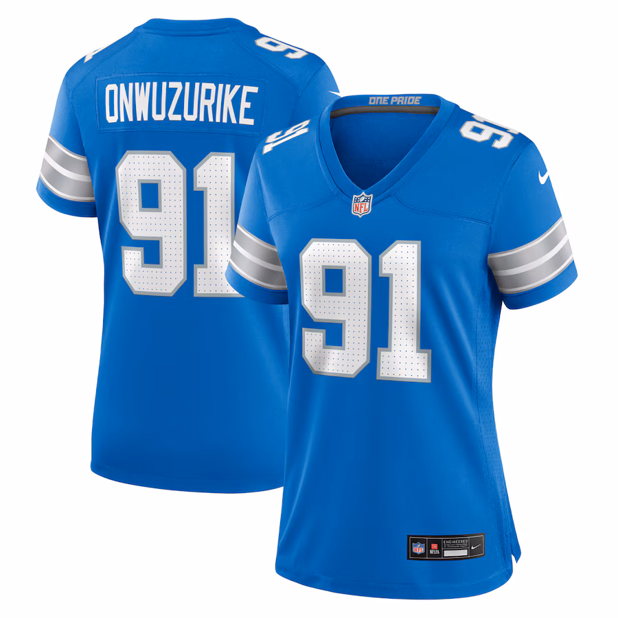 Women's Detroit Lions Levi Onwuzurike Nike Blue Team Game Jersey