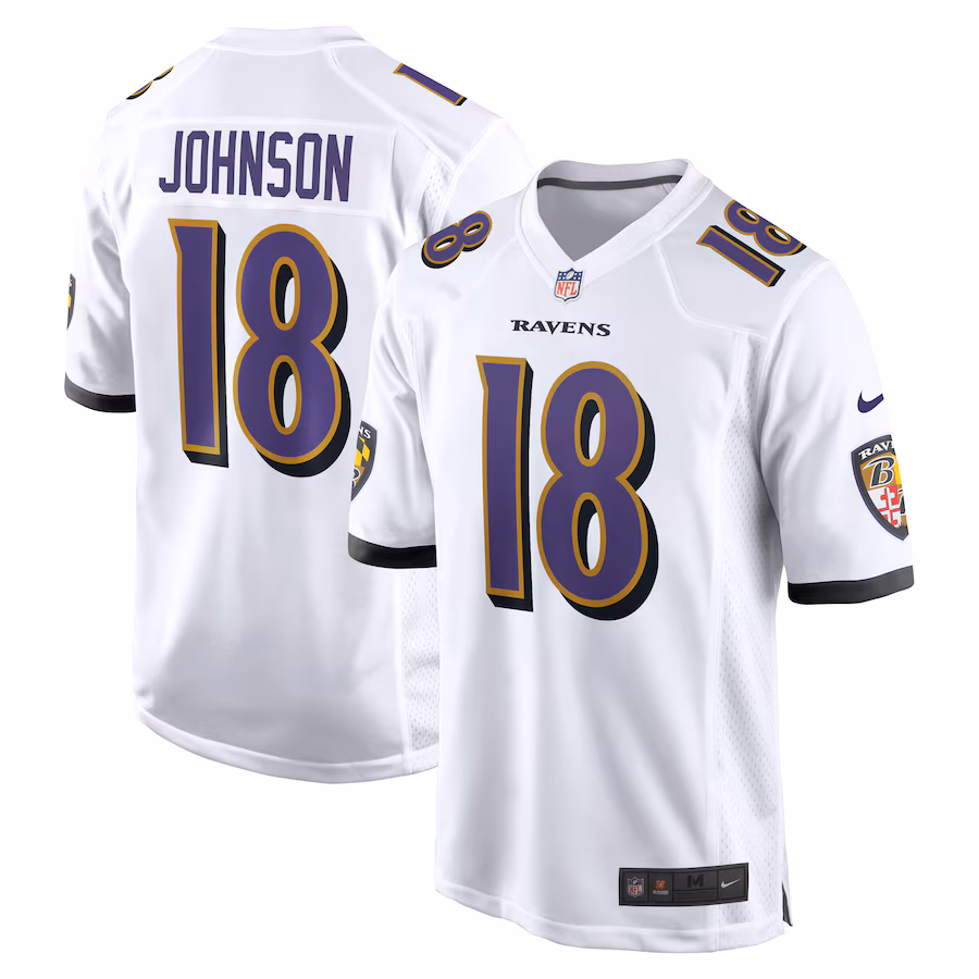 Men's Baltimore Ravens Diontae Johnson Nike White Player Game Jersey