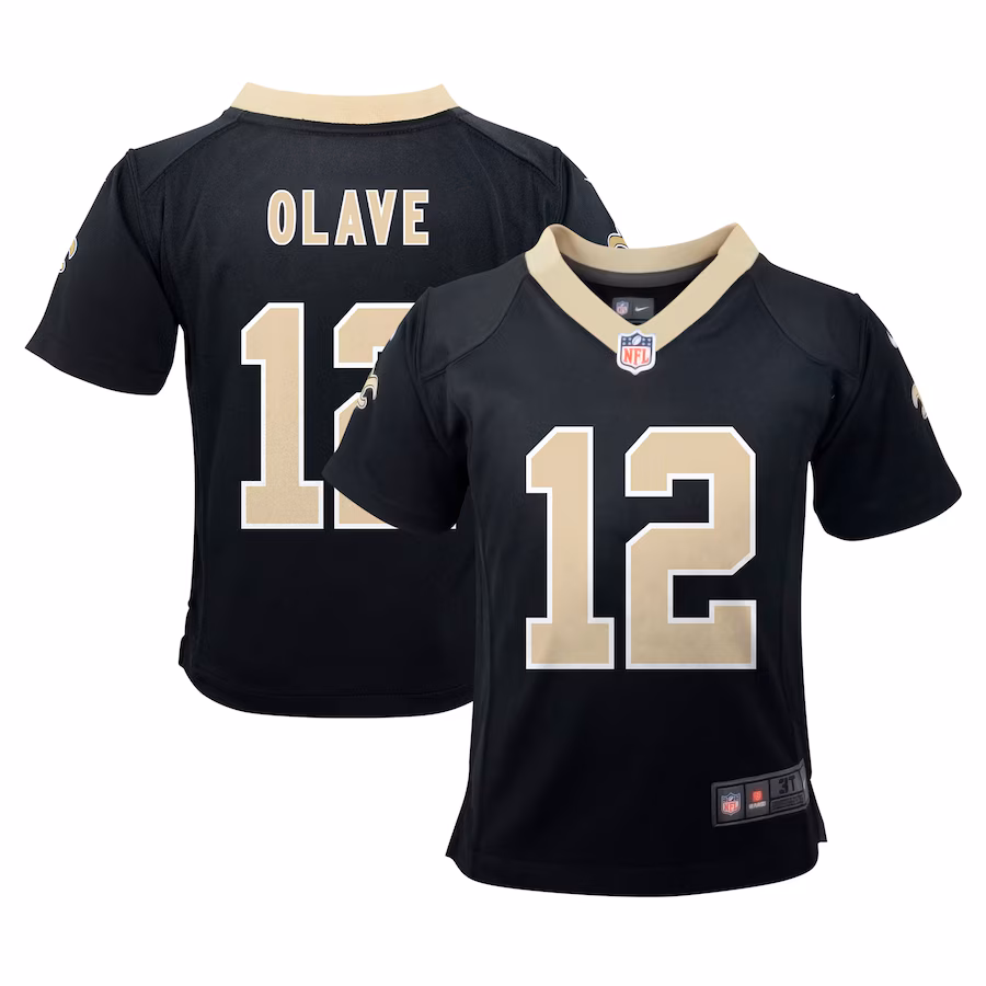 Preschool New Orleans Saints Chris Olave Nike Black Player Game Jersey