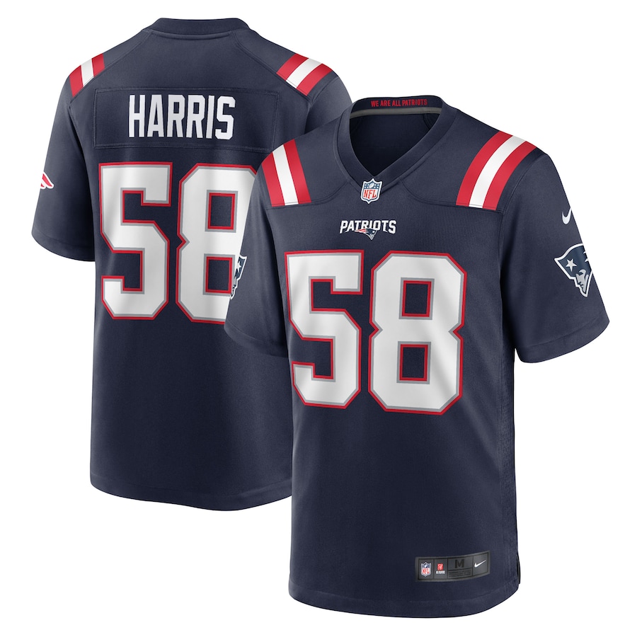 Men's New England Patriots Marcus Harris Nike Navy Team Game Jersey