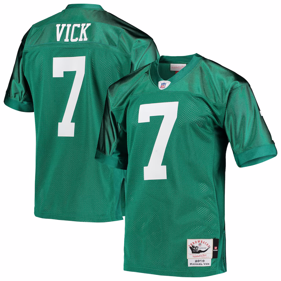 Men's Philadelphia Eagles 2010 Michael Vick Mitchell & Ness Kelly Green Authentic Throwback Retired Player Jersey