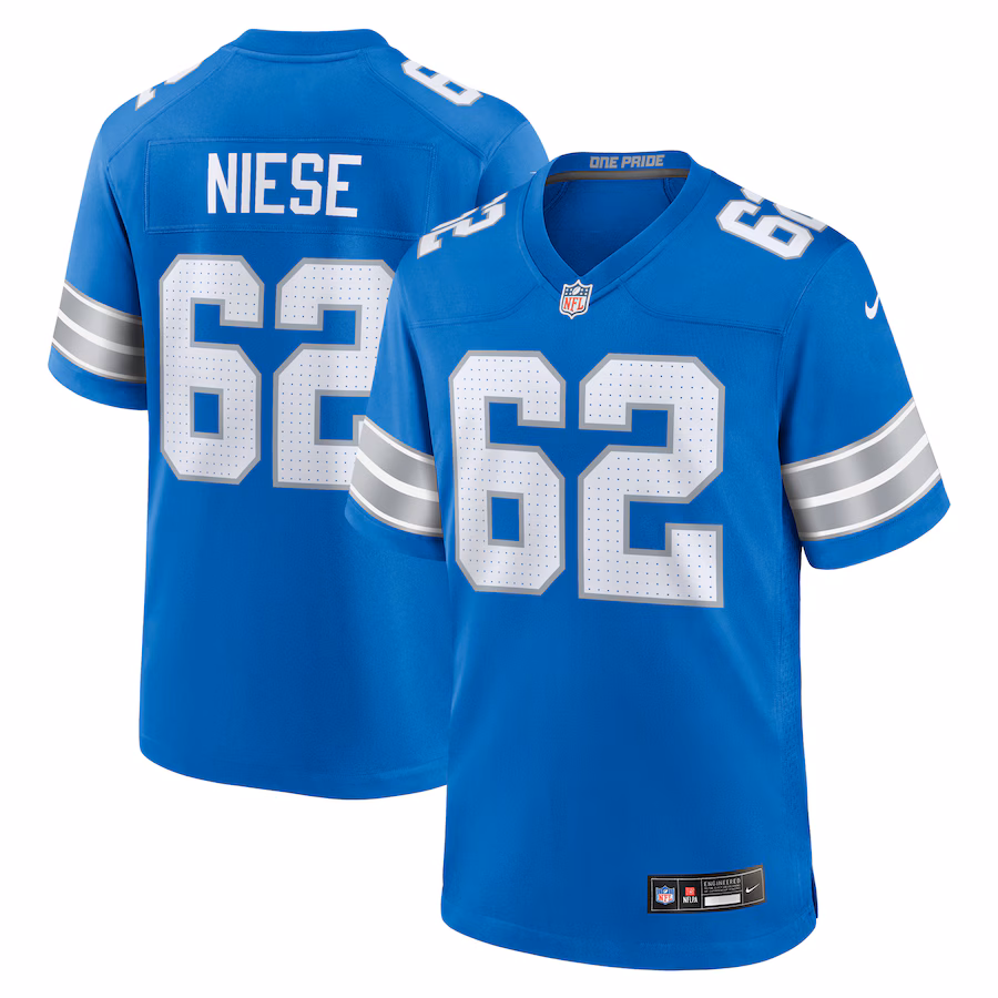 Men's Detroit Lions Michael Niese Nike Blue Team Game Jersey