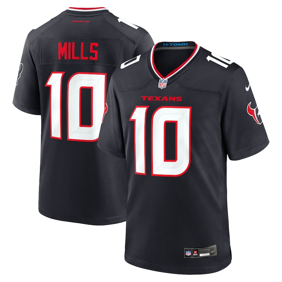 Men's Houston Texans Davis Mills Nike Navy Team Game Jersey
