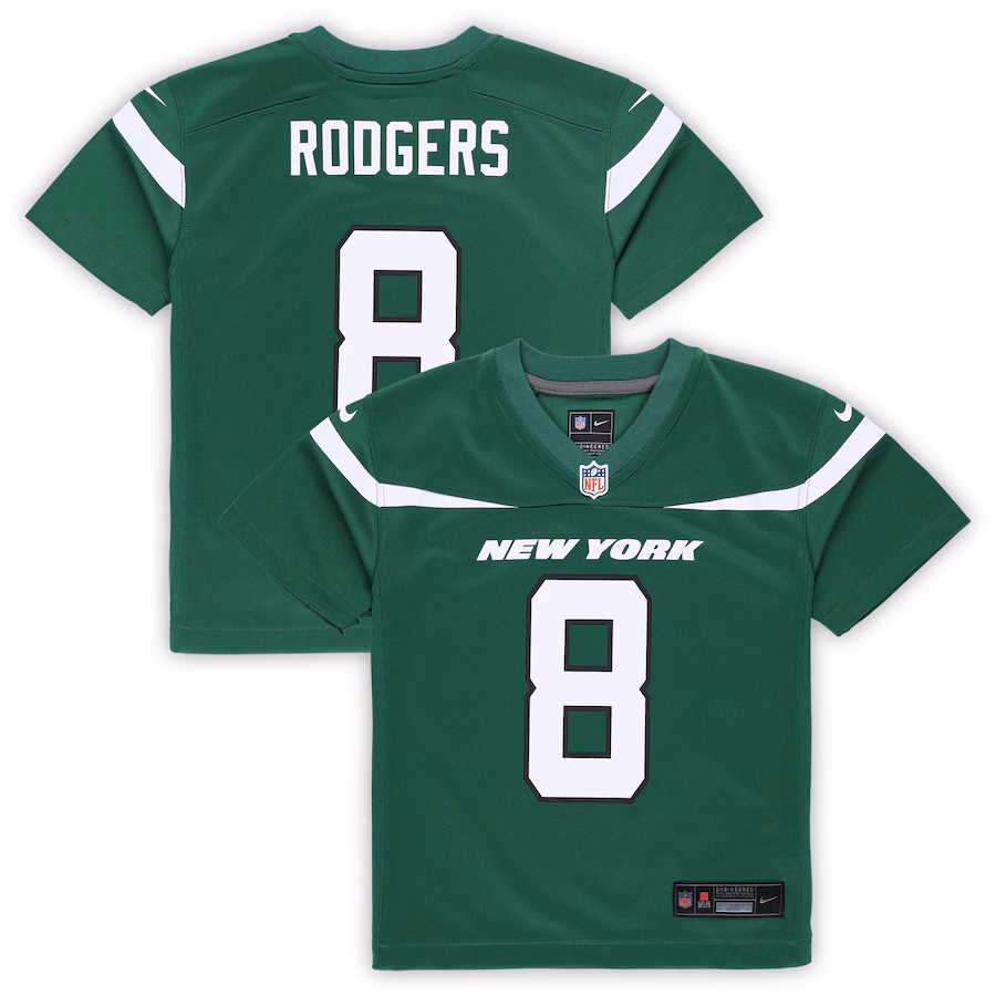 Preschool New York Jets Aaron Rodgers Nike Gotham Green Game Jersey