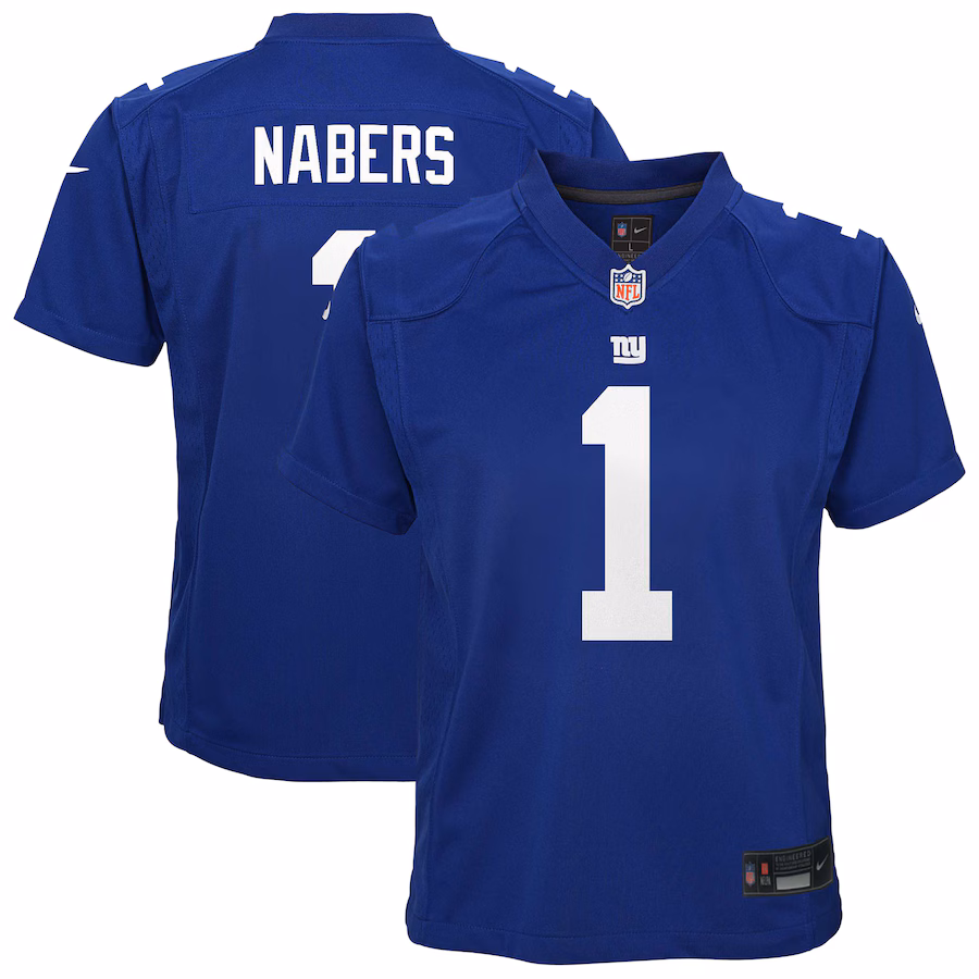 Youth New York Giants Malik Nabers Nike Royal Game Jersey