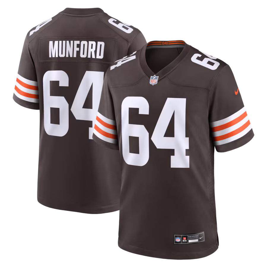 Men's Cleveland Browns Thayer Munford Nike Brown Team Game Jersey
