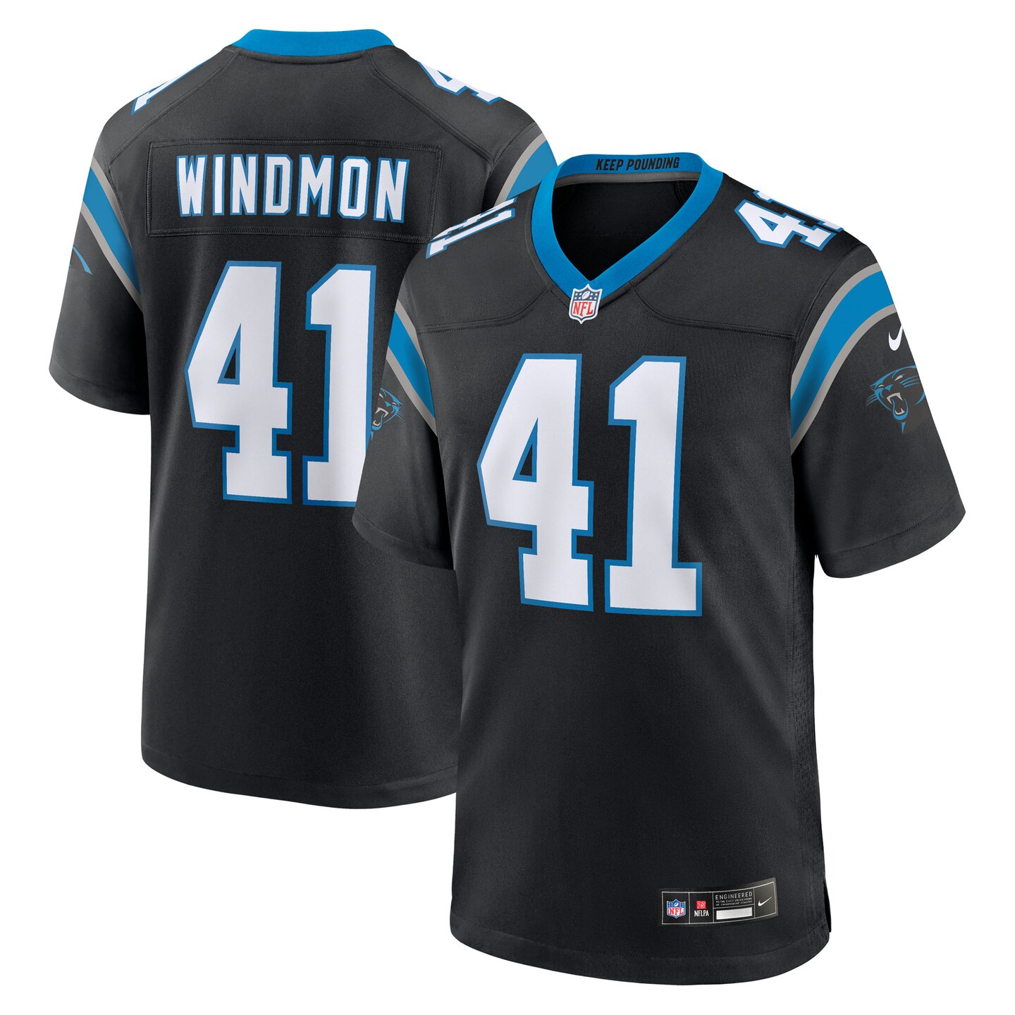 Men's Carolina Panthers Jacoby Windmon Nike Black Team Game Jersey