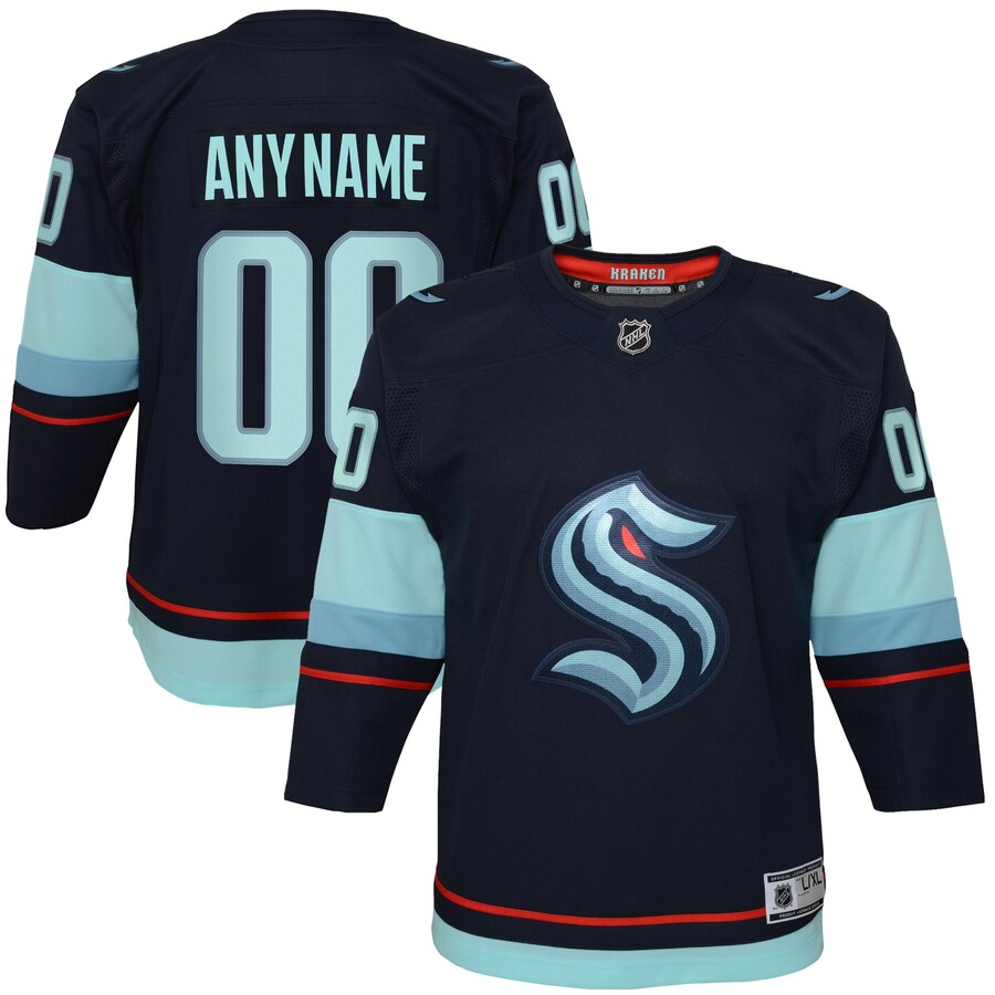 Youth Seattle Kraken Navy Home Premier Custom Jersey - Ujersey