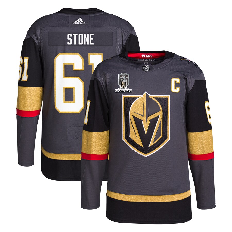 Men's Vegas Golden Knights Mark Stone adidas Gray 2023 Stanley Cup Champions Authentic Alternate Player Jersey - Ujersey