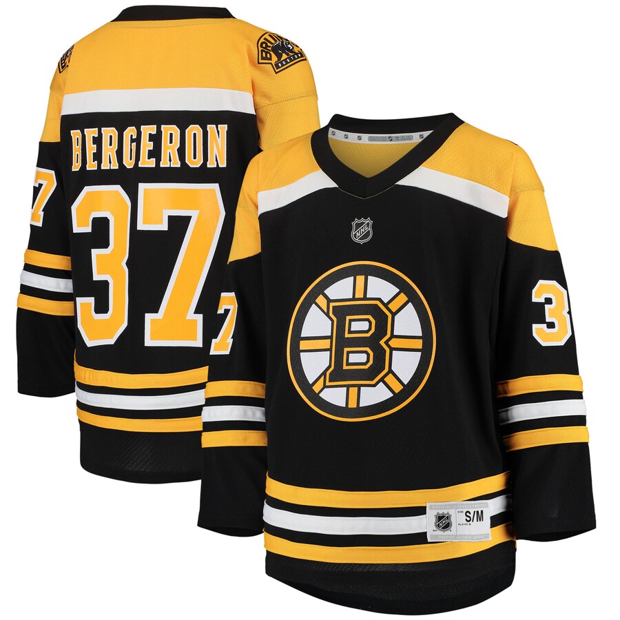 Youth Boston Bruins Patrice Bergeron Black Home Replica Player Jersey - Ujersey