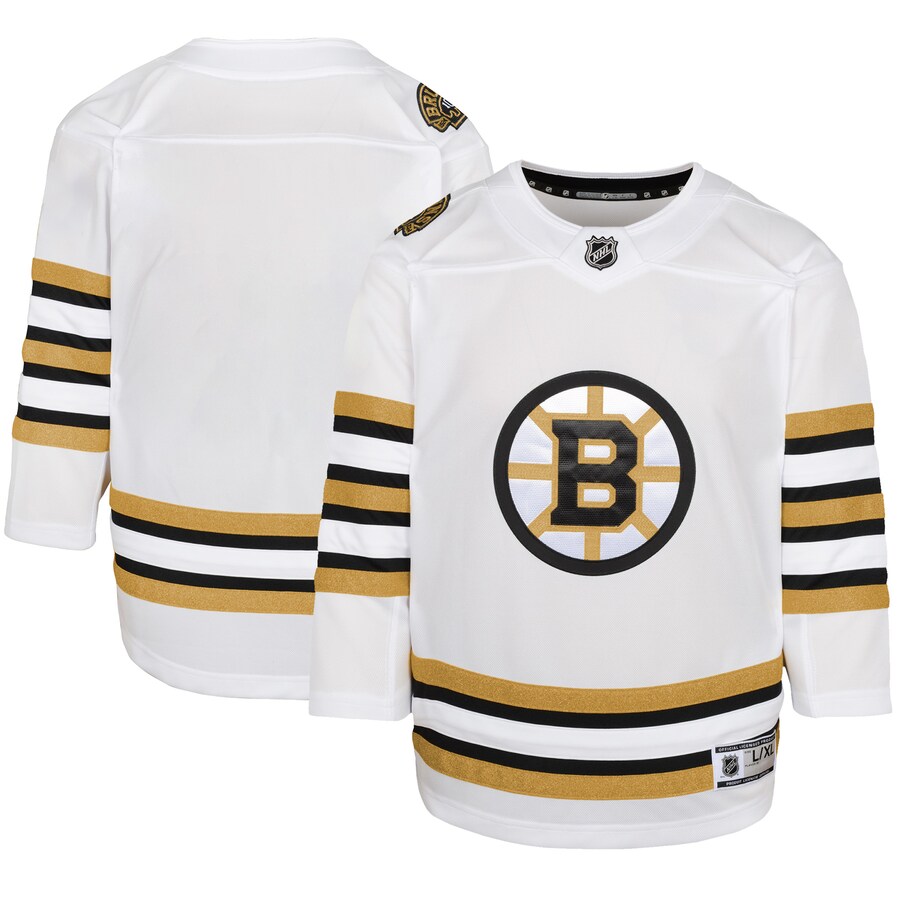 Youth Boston Bruins  White 100th Anniversary Premier Jersey - Ujersey