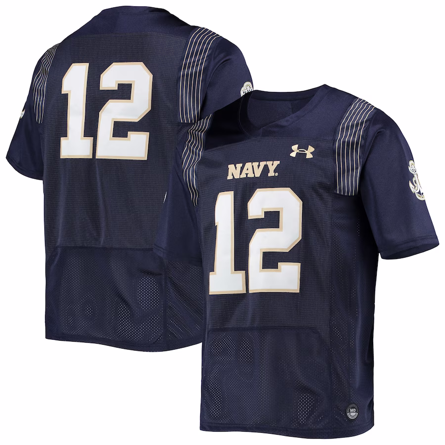 #12 Navy Midshipmen Under Armour Team Premier Football Jersey - Navy - Ujersey