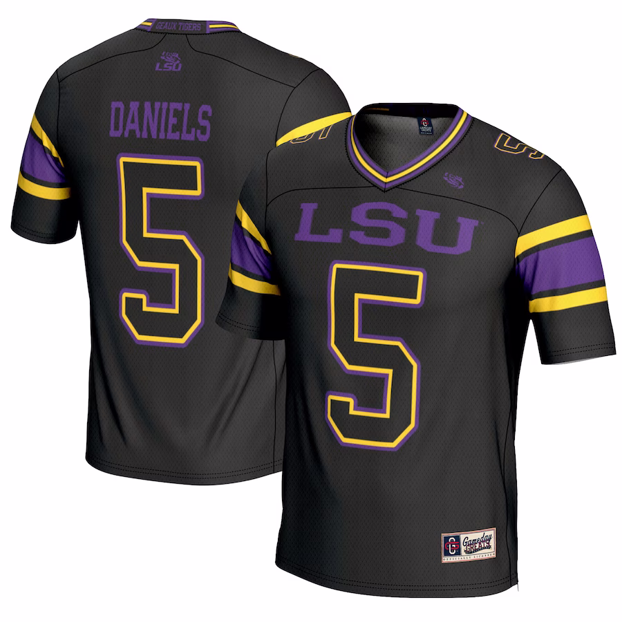 Jayden Daniels LSU Tigers GameDay Greats Youth NIL Player Football Fashion Jersey - Black - Ujersey