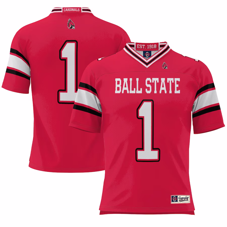 #1 Ball State Cardinals GameDay Greats Endzone Football Jersey - Cardinal - Ujersey