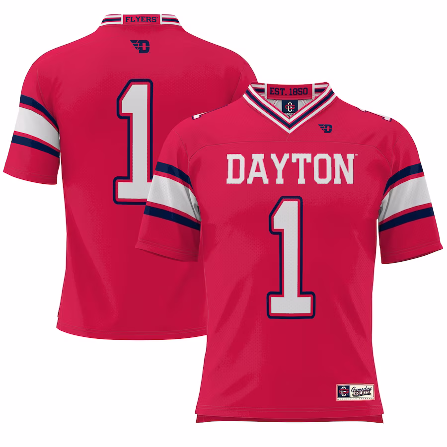 #1 Dayton Flyers GameDay Greats Endzone Football Jersey - Red - Ujersey