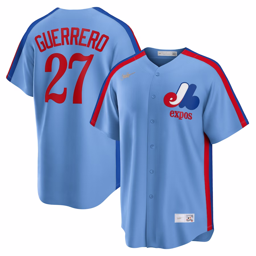 Men's Montreal Expos Vladimir Guerrero Nike Powder Blue Road Cooperstown Collection Player Jersey - Ujersey