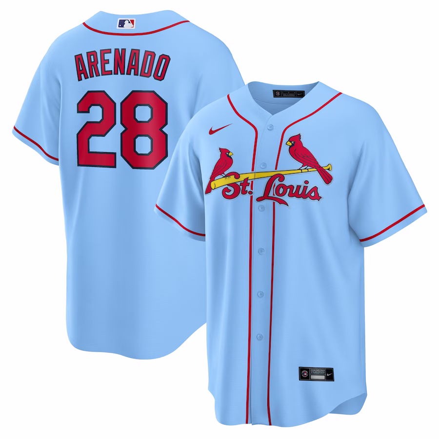 Men's St. Louis Cardinals Nolan Arenado Nike Light Blue Alternate Official Replica Player Jersey - Ujersey