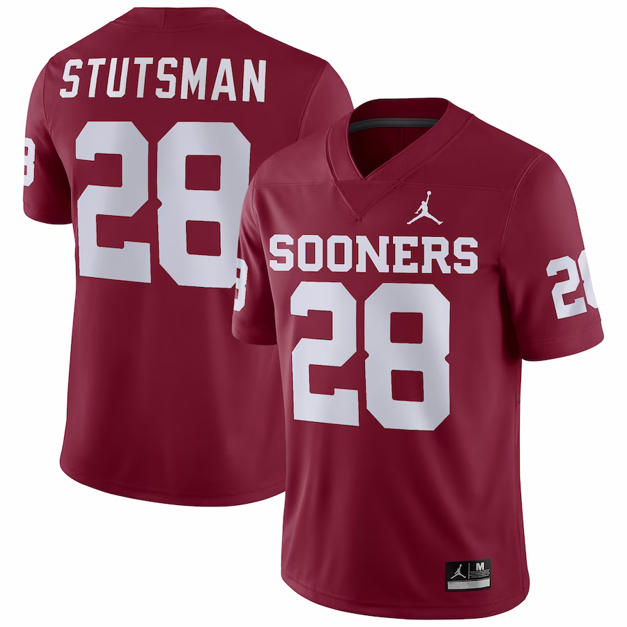 Danny Stutsman Oklahoma Sooners Jordan Brand Player Game Jersey - Crimson - Ujersey