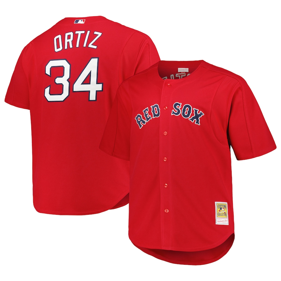 Men's Boston Red Sox David Ortiz Mitchell & Ness Red Big & Tall Cooperstown Collection Batting Practice Replica Jersey - Ujersey