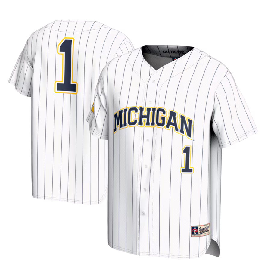 #1 Michigan Wolverines GameDay Greats Lightweight Baseball Fashion Jersey - White - Ujersey
