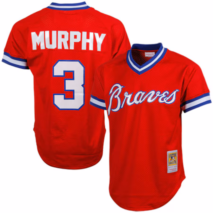 Men's Atlanta Braves Dale Murphy Mitchell & Ness Red 1980 Authentic Cooperstown Collection Mesh Batting Practice Jersey - Ujersey