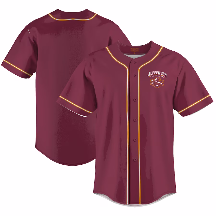 Jefferson Community College Cannoneers ProSphere Youth  Baseball Jersey - Maroon - Ujersey