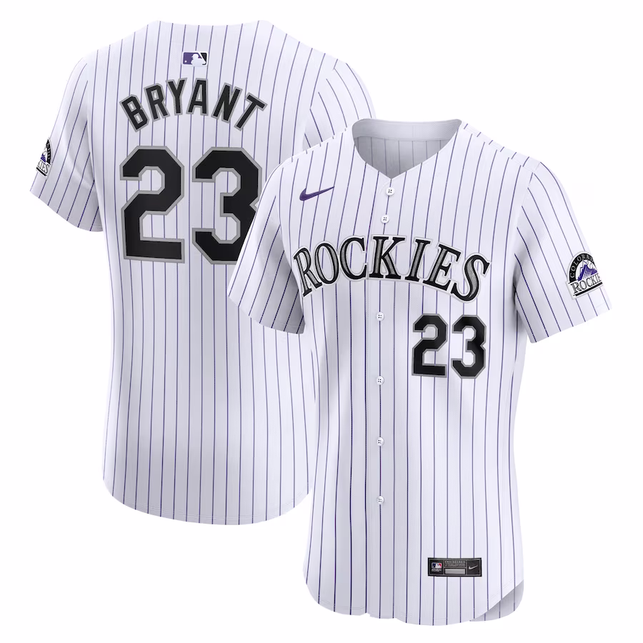Men's Colorado Rockies Kris Bryant Nike White Home Elite Jersey - Ujersey