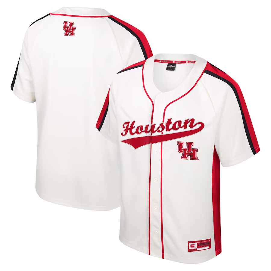 Houston Cougars Colosseum Ruth Button-Up Baseball Jersey - Cream - Ujersey
