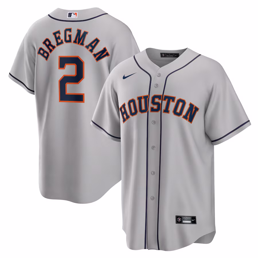 Men's Houston Astros Alex Bregman Nike Gray Road Replica Player Name Jersey - Ujersey