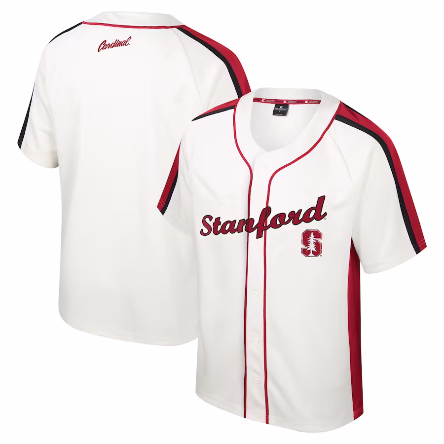 Stanford Cardinal Colosseum Ruth Button-Up Baseball Jersey - Cream - Ujersey