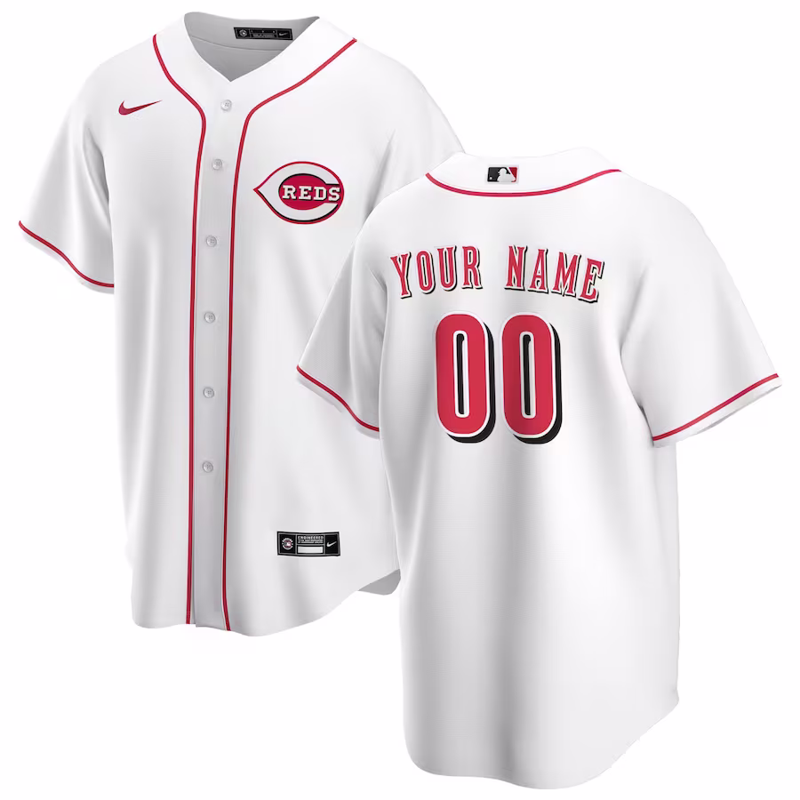 Men's Cincinnati Reds Nike White Home Replica Custom Jersey - Ujersey